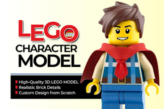 create custom 3d lego character, 3d lego hero model, minifigure avatar