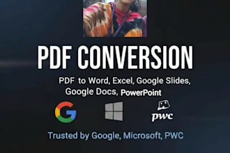 convert PDF to word,excel,docs,google  slides,powerpoint within 24 hours