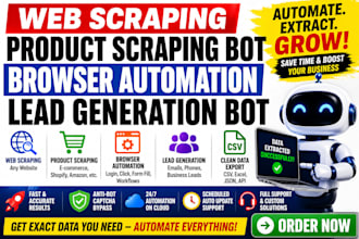 do web scraping, product scraping bot, browser automation, lead generation bot