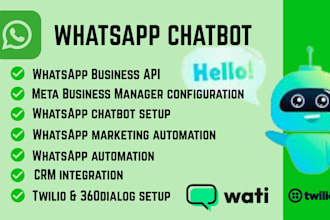 setup whatsapp business api, meta business, build whatsapp chatbot and marketing