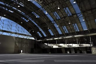 remodel 3d airport interior, showroom, airplane park, luxurious courtyard park