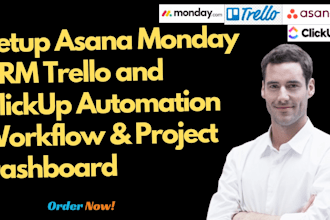 setup asana mondaycrm trello clickup automation workflow dashboard project setup