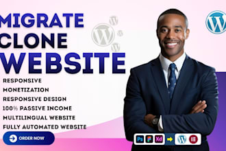migrate clone shopify wix weebly joomla duda to wordpress divi elementor website