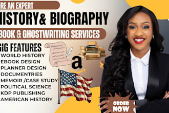 ghostwrite history and biography book, memoir ebook writer, sociology, america