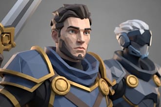design custom 3d low poly character model game assets for unity unreal engine