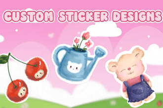 design custom stickers, cute illustrations and doodles