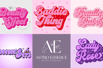 design retro vintage funky logo and font for beauty
