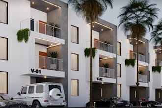 reorganize unit apartment building,townhouse external design, real estate render