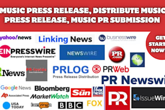 write music press release, distribute music press release, music pr submission
