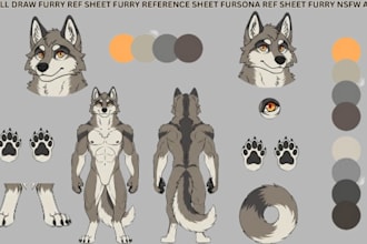 draw furry reference sheet furry reference sheet for your fursona
