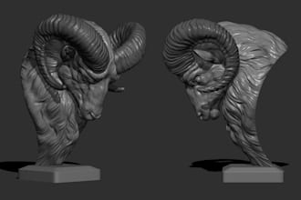 create printable 3d animal,3d head bust,creature sculpt or animal figures,zbrush