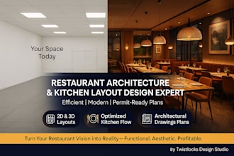 design professional restaurant architecture and kitchen layout plan