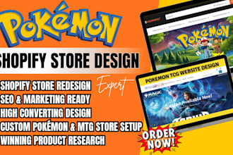 design shopify pokemon store mtg website trading card shopify dropshipping store