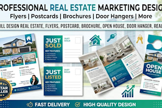 design real estate flyers postcard brochure open house door hanger realator