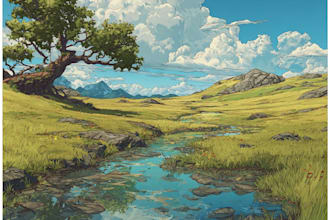 draw the landscape illustration or concept art