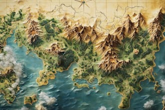 draw a fantasy map with digital watercolours
