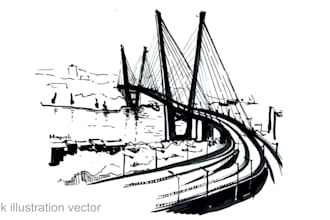 natural and urban landscapes in ink with vector conversion