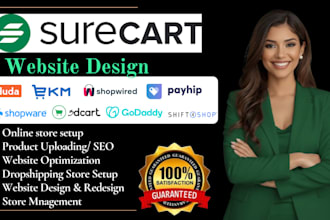 build surecart 3dcart godaddy duda shift4shop products website store design SEO