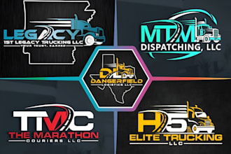 design transportation logistics trucking towing automotive and dispatching logo