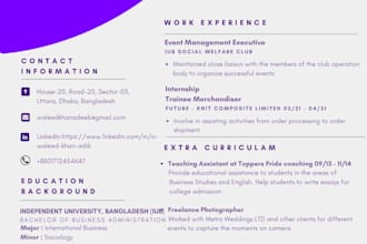 create a professional ats friendly resume CV and cover letter design at canva