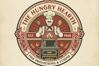 design a vintage cooking logo with classic and delicious vibes