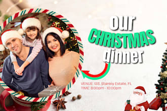 create lovely christmas cards invitation, website banner flyer with santa claus,