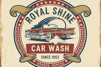 design a vintage car wash logo with classic and fresh vibes