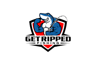 design unique get ripped fishing logo