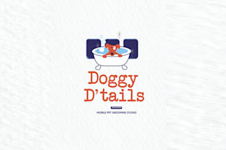 design outstanding dog grooming studio logo