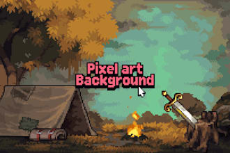 create pixel art scene or background for games or illustration