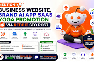 mention business website, brand ai app saas yoga promotion via reddit SEO post
