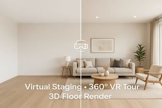 do virtual staging, 360 panoramic virtual staging, 3d  floor 360 render vr tour