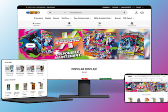 design pokemon shopify store, trading card website, gamecard, pokemon website