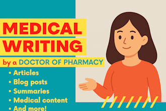 provide medical writing as a pharmd working in pharma
