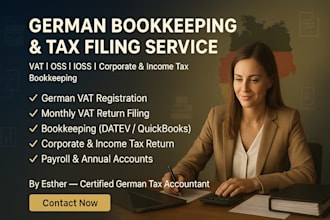 handle german vat, income, corporate tax filing and bookkeeping