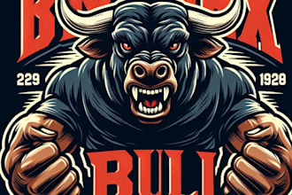 design high quality angry bull mascot logo with t shirt design