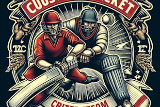 design high quality cricket team mascot logo with t shirt design