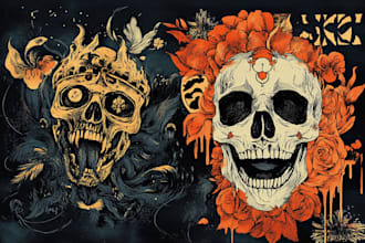 create dark art, horror or skull artworks illustration