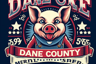 design high quality dane county pork logo with t shirt design