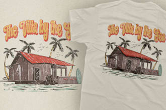 design vintage hand drawn retro t shirt illustration