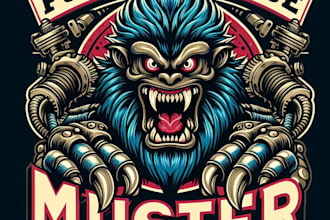 design high quality fierce monster mascot logo with t shirt design