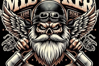 design high quality vintage biker logo with t shirt design