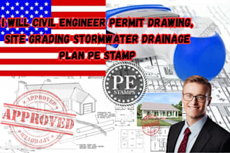 civil engineer permit plan, site grading plan stormwater drainage plan pe stamp
