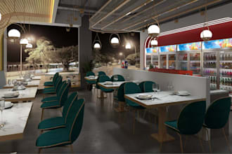 2dtechnical draw,commercial home,restaurant interior,cgi 3ddesign,draw to render