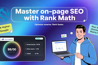 optimize your wordpress site using rank math SEO with 85 plus on page score