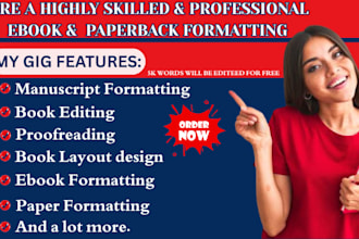 proofread KDP book editing, developmental editing, formatting, paperback format
