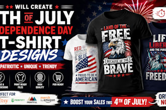 create custom 4th of july independence day patriotic t shirt design