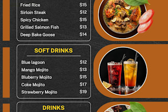 design menu for bars with elegant style