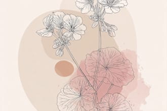 draw botanical and flower one line art illustration