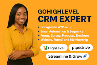 set up gohighlevel zoho honeybook pipedrive or systeme io CRM for german busines